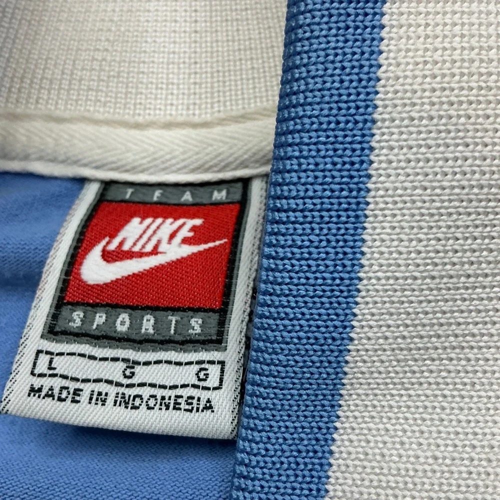 Nike UNC‎ Tar Heels Quarter Zip Polo Shirt Large Blue Argyle Stripe Vintage Men